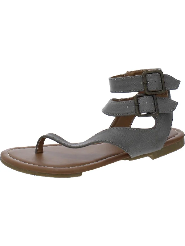 Anti - Slip Women's Sandals with a Grooved Sole in Green for Outdoor AdventuresWomens Faux Leather Thong Ankle Strap Anti - Slip Women's Sandals with a Grooved Sole in Green for Outdoor AdventuresWomens Faux Leather Thong Ankle Strap