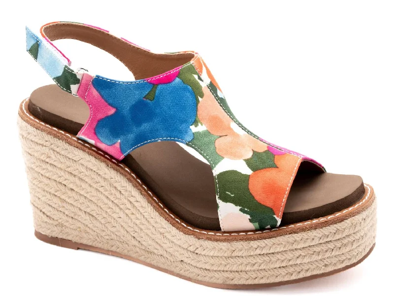 Elastic - Strap Women's Sandals with a Padded Toe in Teal for Easy On - and - OffWomen's Freddie Open Toe Wedges Sandal In Flowers Elastic - Strap Women's Sandals with a Padded Toe in Teal for Easy On - and - OffWomen's Freddie Open Toe Wedges Sandal In Flowers