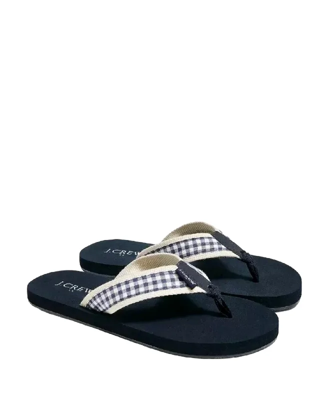Shock - Absorbing Women's Sandals with a Soft Insole in Black for Active LifestylesWomen's Gingham Flip Flops In Navy Blue Shock - Absorbing Women's Sandals with a Soft Insole in Black for Active LifestylesWomen's Gingham Flip Flops In Navy Blue