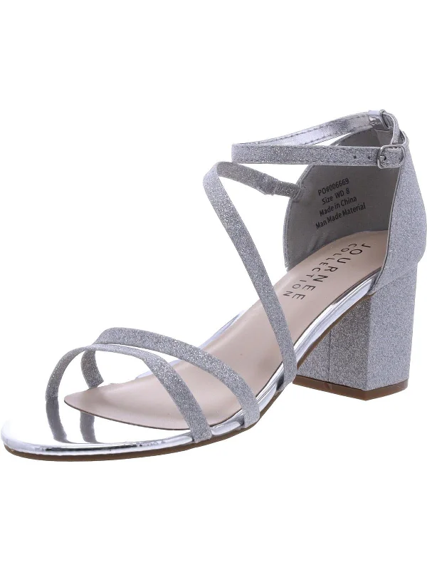 Sustainable Women's Recycled Material Sandals in Beige for Eco - Conscious ShoppersWomens Glitter Ankle Strap Block Heel Sustainable Women's Recycled Material Sandals in Beige for Eco - Conscious ShoppersWomens Glitter Ankle Strap Block Heel