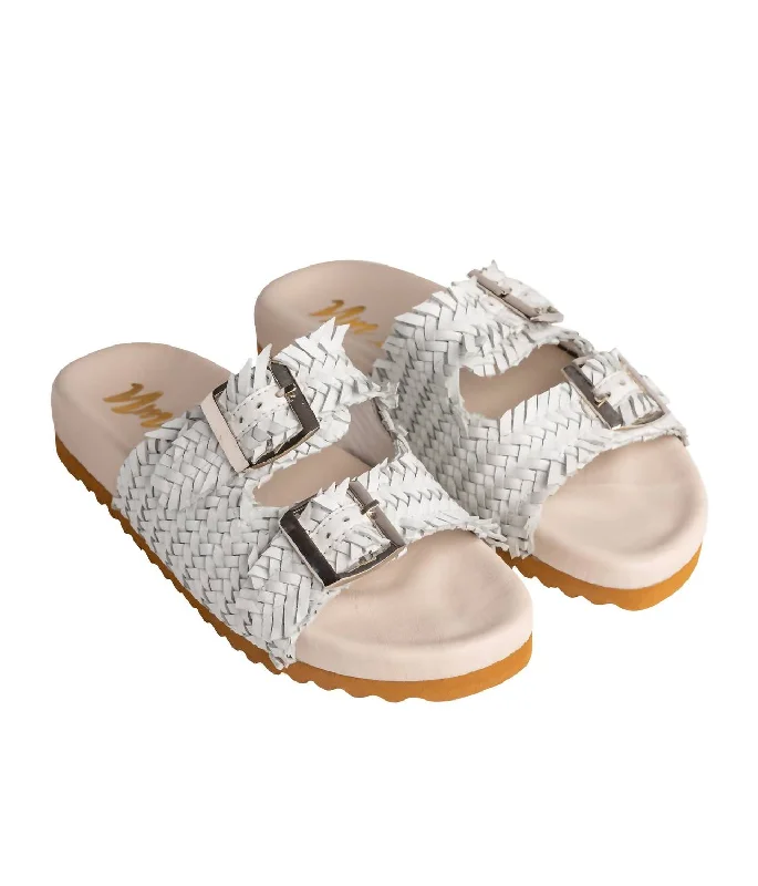 Shock - Absorbing Women's Sandals with a Soft Insole in Black for Active LifestylesWomen's Intertwine Dual Woven Strap Slide In White Shock - Absorbing Women's Sandals with a Soft Insole in Black for Active LifestylesWomen's Intertwine Dual Woven Strap Slide In White