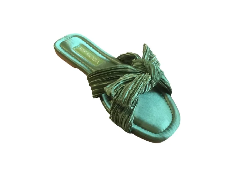 Waterproof Women's Rubber Beach Sandals with Arch Support in Blue for Water ActivitiesWomen's Satin Bow Sandal In Green