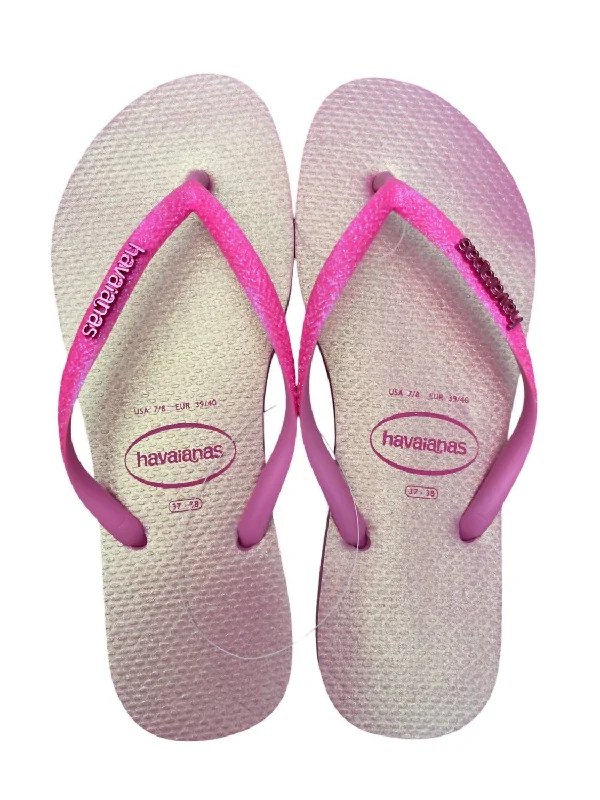 Adjustable Strap Women's Sandals with a Padded Heel in Pink for a Custom FitWomen's Slim Glitter Iridescent Sandal In Pink Lemonade Adjustable Strap Women's Sandals with a Padded Heel in Pink for a Custom FitWomen's Slim Glitter Iridescent Sandal In Pink Lemonade