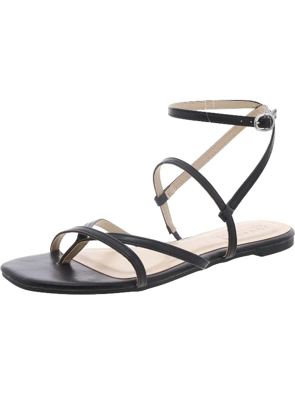 Women's Leather - Strapped Sandals with a Braided Detail in Brown for a Rustic AppealWomens Strappy Faux Leather Ankle Strap Women's Leather - Strapped Sandals with a Braided Detail in Brown for a Rustic AppealWomens Strappy Faux Leather Ankle Strap