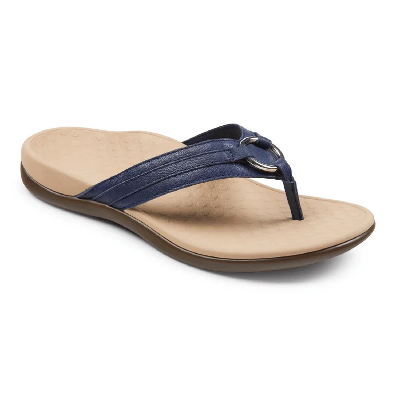 Women's Flat Slide Sandals with a Memory Foam Insole in White for All - Day ComfortWomen's Tide Aloe Sandal - Medium Width In Navy Women's Flat Slide Sandals with a Memory Foam Insole in White for All - Day ComfortWomen's Tide Aloe Sandal - Medium Width In Navy