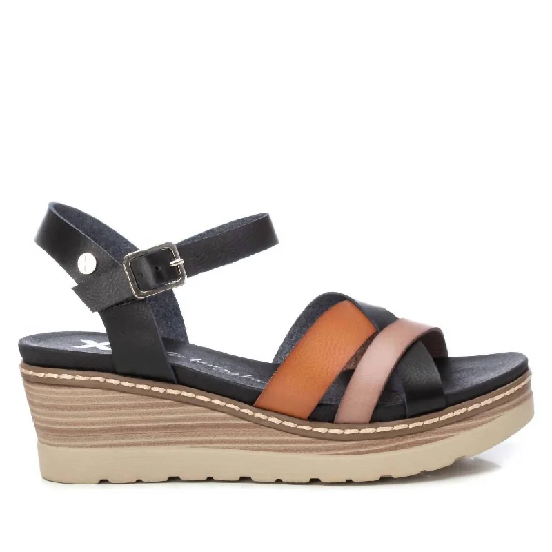Women's Leather - Strapped Sandals with a Braided Detail in Brown for a Rustic AppealWomen's Wedge Sandals In Black Women's Leather - Strapped Sandals with a Braided Detail in Brown for a Rustic AppealWomen's Wedge Sandals In Black