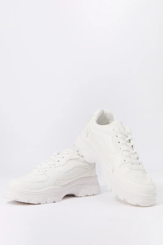 Women's Sneakers with Heel - Stabilizing Technology for Better Balance During RunningChunky Lace Up Sneaker