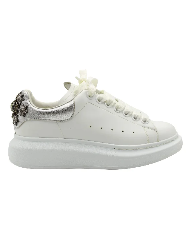 Chunky - Sole Women's Platform Sneakers in White for a Trendy Street Style LookAlexander McQueen Larry Embellished Sneakers in White Leather Chunky - Sole Women's Platform Sneakers in White for a Trendy Street Style LookAlexander McQueen Larry Embellished Sneakers in White Leather