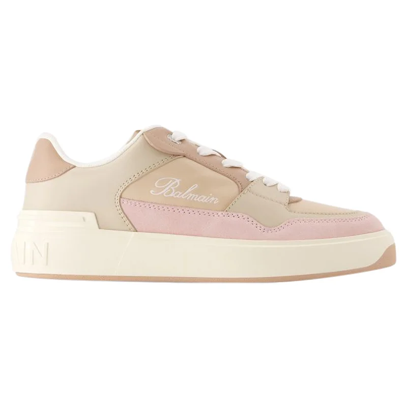 Sparkly Rhinestone - Embellished Women's Sneakers for a Glamorous and Eye - Catching LookB-Court Flip Sneakers - Balmain - Leather - Light Pink Sparkly Rhinestone - Embellished Women's Sneakers for a Glamorous and Eye - Catching LookB-Court Flip Sneakers - Balmain - Leather - Light Pink