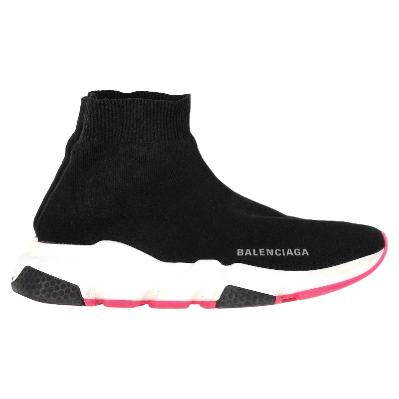 Breathable Mesh Women's Running Sneakers with Reflective Trim for Nighttime JoggingBalenciaga Speed Sneakers in Black and Pink Polyester Breathable Mesh Women's Running Sneakers with Reflective Trim for Nighttime JoggingBalenciaga Speed Sneakers in Black and Pink Polyester