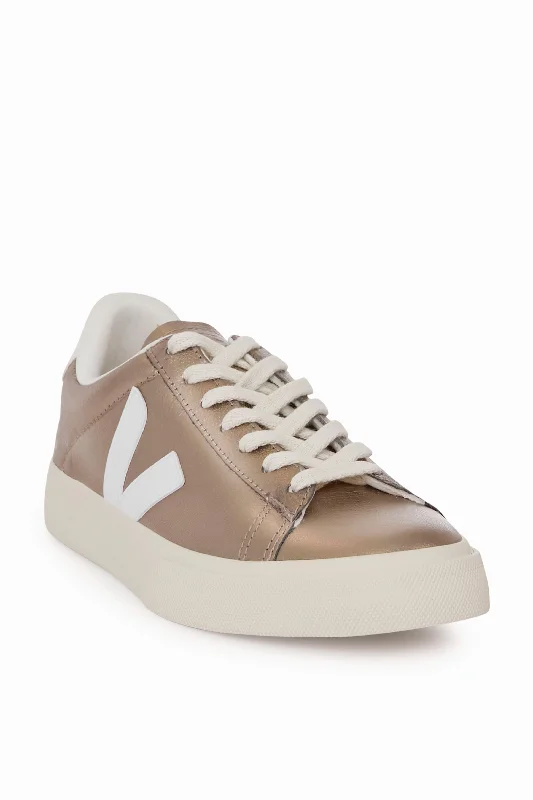 High - Top Women's Leather Sneakers in Black for a Stylish and Durable OptionBronze White Campo Sneakers