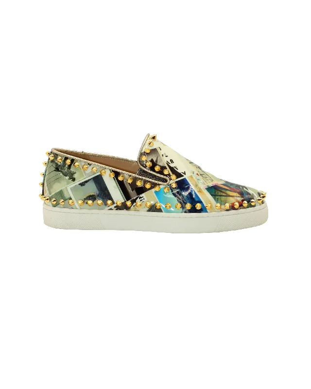 Breathable Mesh Women's Running Sneakers with Reflective Trim for Nighttime JoggingChristian Louboutin Pik Boat Spike Red Sole Sneakers in Multicolor Patent Leather Breathable Mesh Women's Running Sneakers with Reflective Trim for Nighttime JoggingChristian Louboutin Pik Boat Spike Red Sole Sneakers in Multicolor Patent Leather