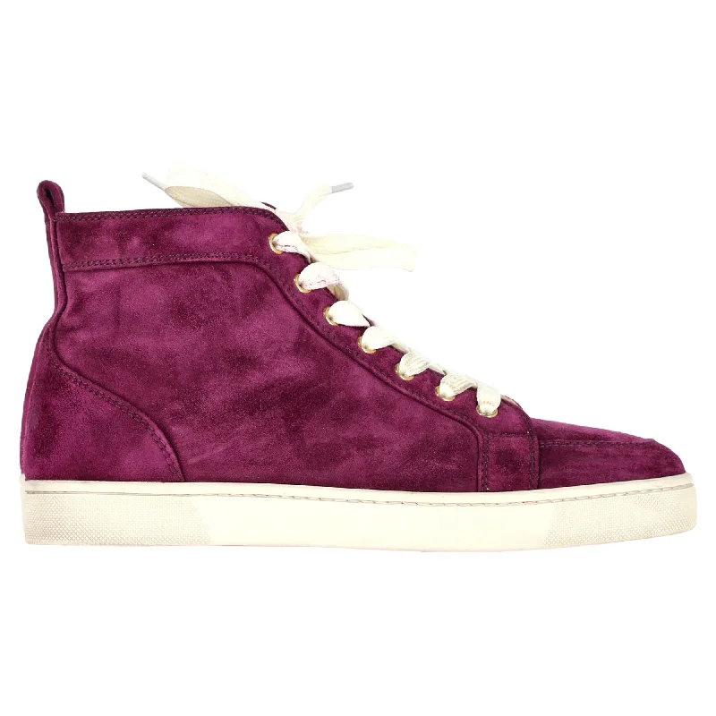 Foldable Women's Travel Sneakers for Compact Storage in LuggageChristian Louboutin Rantus High Top Sneakers in Purple Suede Foldable Women's Travel Sneakers for Compact Storage in LuggageChristian Louboutin Rantus High Top Sneakers in Purple Suede