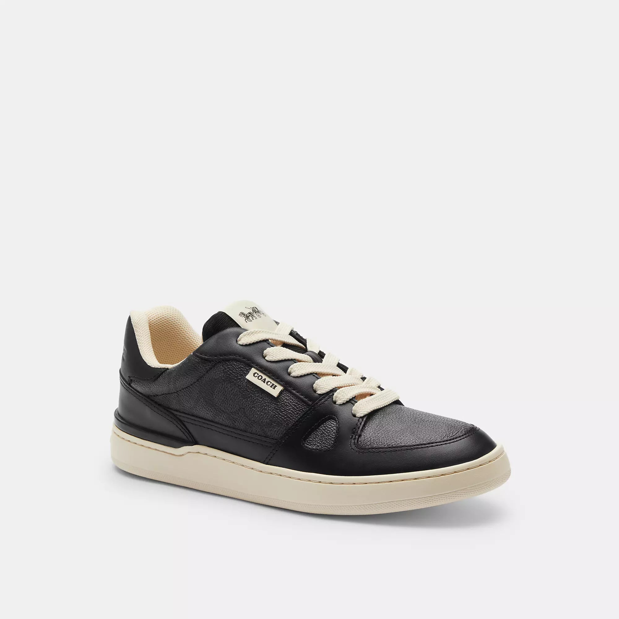 Women's Sneakers with Hidden Wedges for a Subtle Height Boost and Added StyleCoach Outlet Clip Court Low Top Sneaker In Signature Canvas Women's Sneakers with Hidden Wedges for a Subtle Height Boost and Added StyleCoach Outlet Clip Court Low Top Sneaker In Signature Canvas