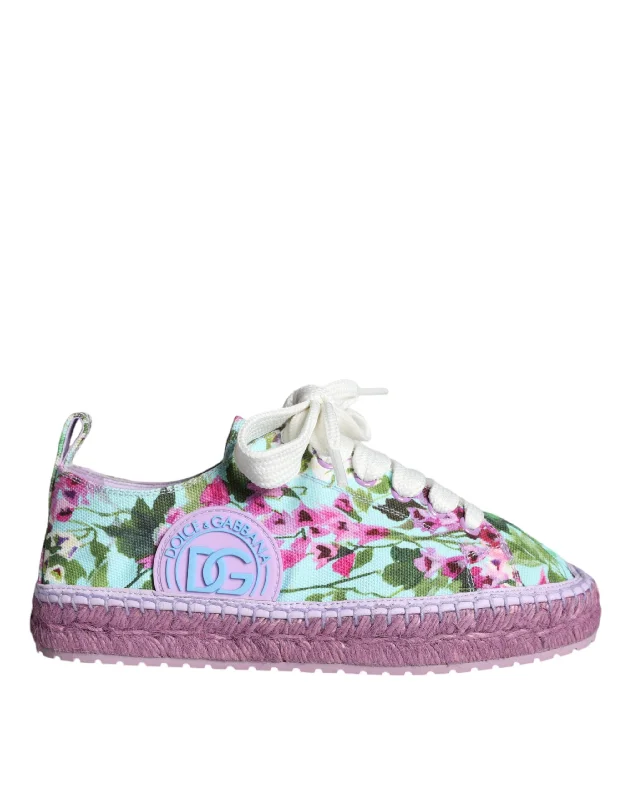 Sparkly Rhinestone - Embellished Women's Sneakers for a Glamorous and Eye - Catching LookDolce & Gabbana multi Canvas Floral Espadrilles Sneakers Women's Shoes (Pre-Owned)