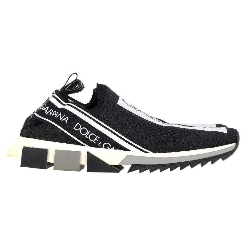 Women's Sneakers with Hidden Wedges for a Subtle Height Boost and Added StyleDolce & Gabbana Sorrento Logo Low-Top Slip-On Sneakers in Black Polyester Women's Sneakers with Hidden Wedges for a Subtle Height Boost and Added StyleDolce & Gabbana Sorrento Logo Low-Top Slip-On Sneakers in Black Polyester