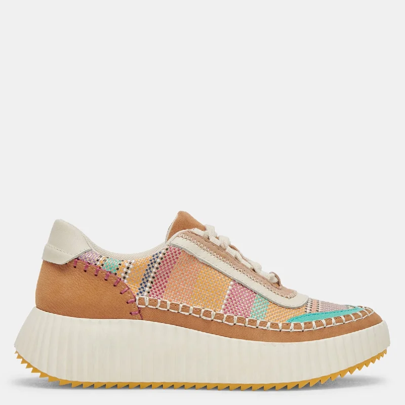 Women's Sneakers with Memory Foam Insoles for Exceptional Cushioning and ComfortDolen Sneakers Tan Multi Raffia