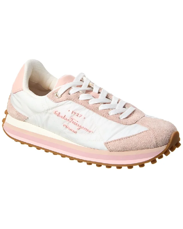 Foldable Women's Travel Sneakers for Compact Storage in LuggageFerragamo Iggy Nylon & Suede Sneaker