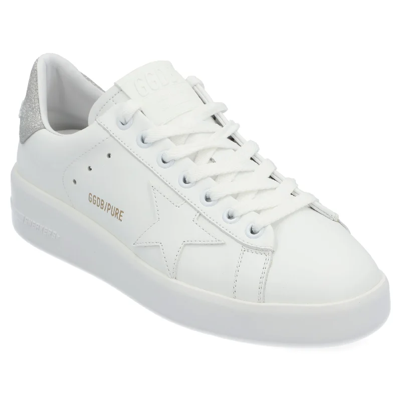 Chunky - Sole Women's Platform Sneakers in White for a Trendy Street Style LookGolden Goose Pure Sneaker in white & glitter Chunky - Sole Women's Platform Sneakers in White for a Trendy Street Style LookGolden Goose Pure Sneaker in white & glitter