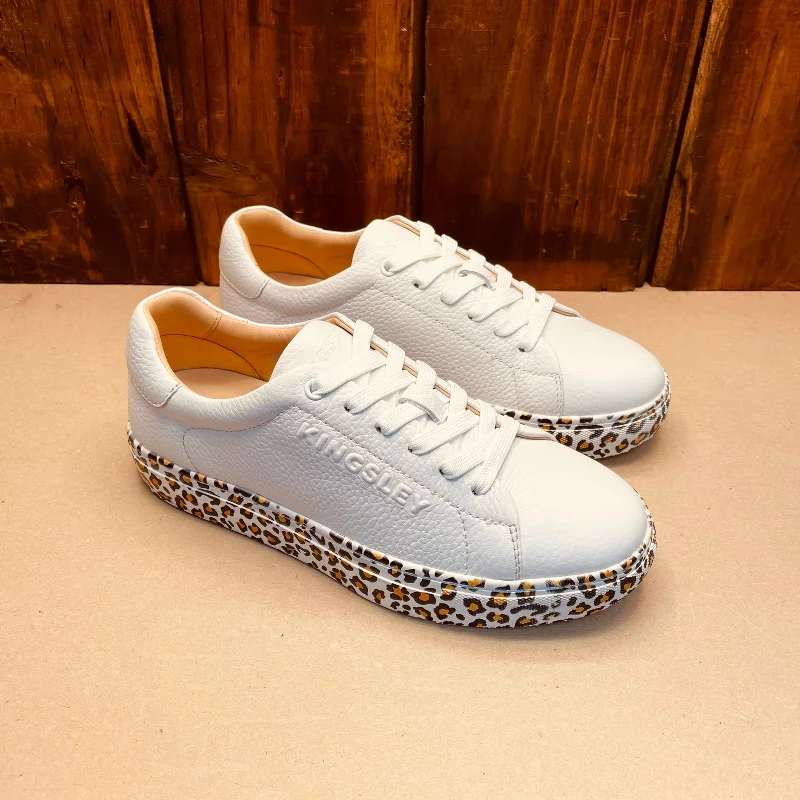 Vegan - Friendly Women's Sneakers Made from Recycled Materials for an Eco - Conscious ChoiceKingsley Heath S Leopard Elements Sneaker White/Wild/White