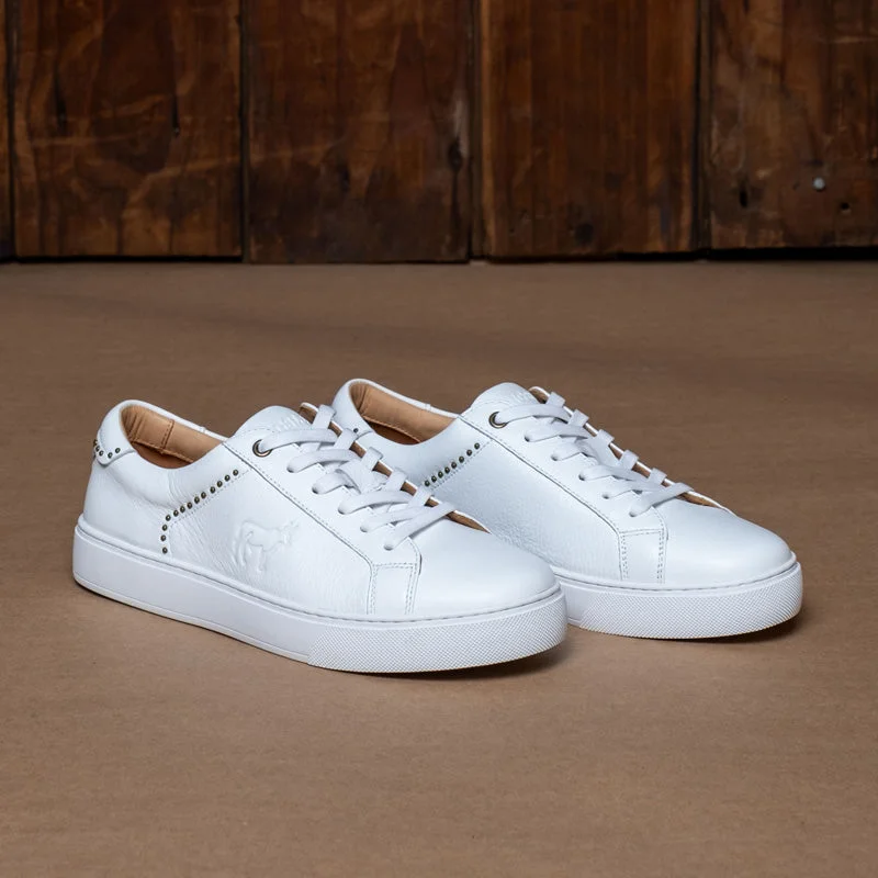 Sparkly Rhinestone - Embellished Women's Sneakers for a Glamorous and Eye - Catching LookKingsley Heath S Studded Nguni Sneaker White/Brass/White