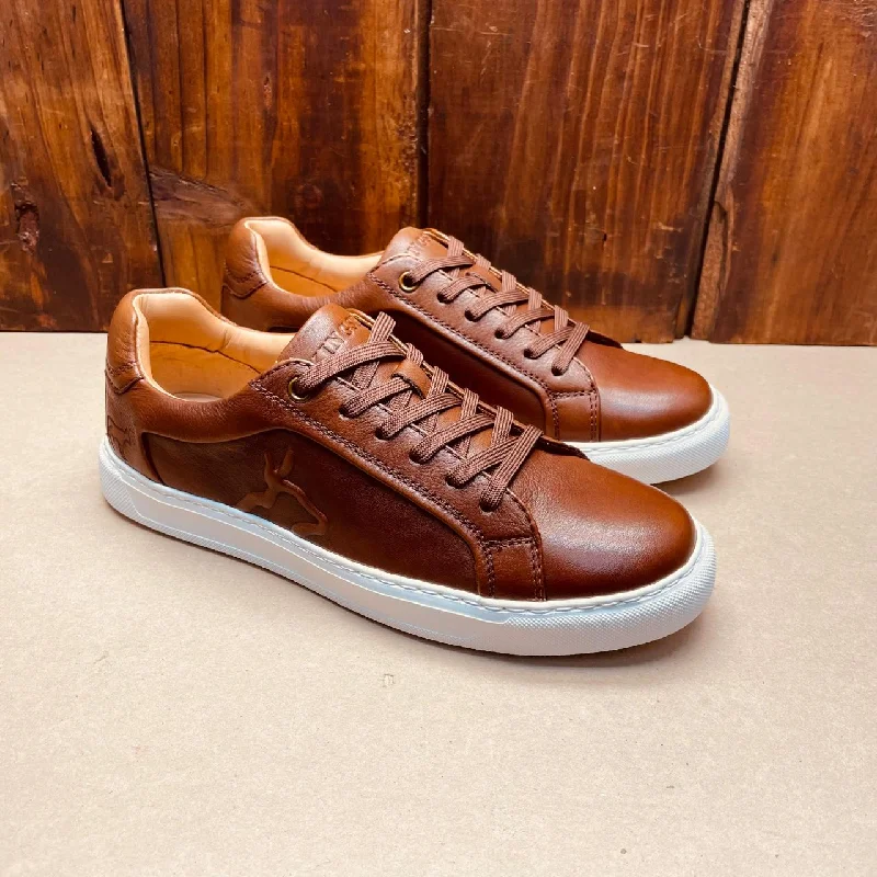 Lace - Up Women's Athletic Sneakers with Shock - Absorbing Midsoles for Intense WorkoutsKingsley Heath Outline Nguni Embossed Sneaker Tan/White