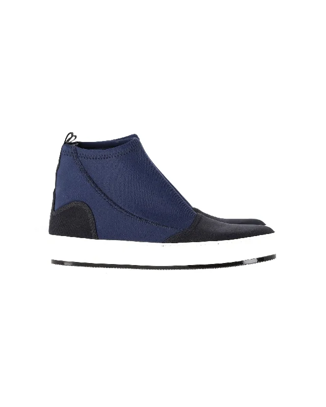Breathable Mesh Women's Running Sneakers with Reflective Trim for Nighttime JoggingMarni Neoprene Sneaker Boots in Blue Neoprene Breathable Mesh Women's Running Sneakers with Reflective Trim for Nighttime JoggingMarni Neoprene Sneaker Boots in Blue Neoprene