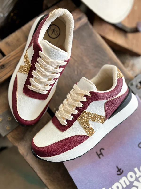 Water - Resistant Women's Hiking Sneakers with Traction Outsoles for Outdoor AdventuresNova Burgundy Glitter Sneakers Water - Resistant Women's Hiking Sneakers with Traction Outsoles for Outdoor AdventuresNova Burgundy Glitter Sneakers