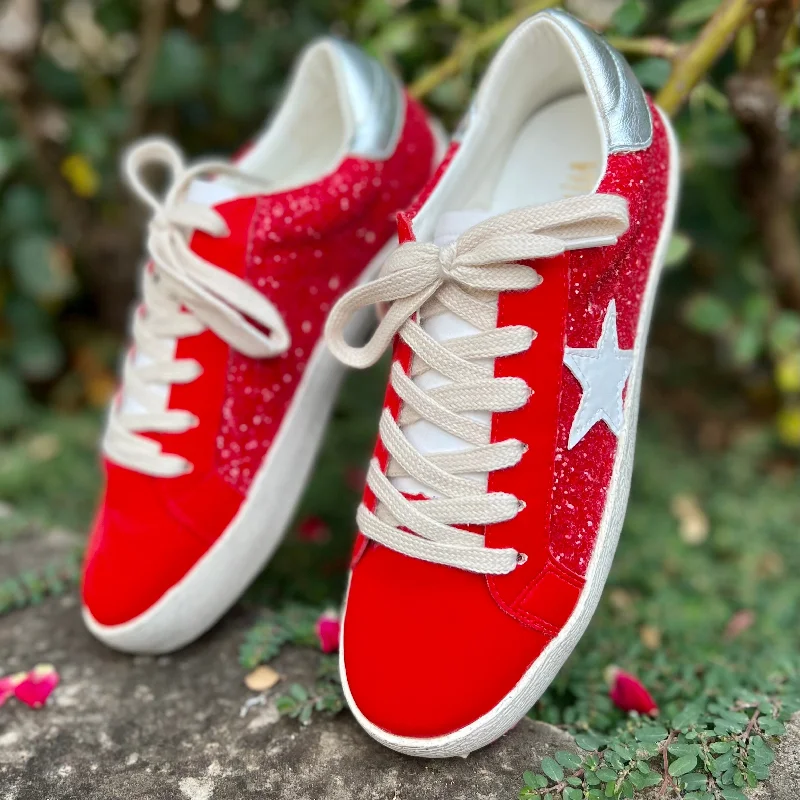 Retro - Style Women's Sneakers in Pastel Colors for a Nostalgic and Fashionable VibeRed Glazed Star Sneakers Retro - Style Women's Sneakers in Pastel Colors for a Nostalgic and Fashionable VibeRed Glazed Star Sneakers