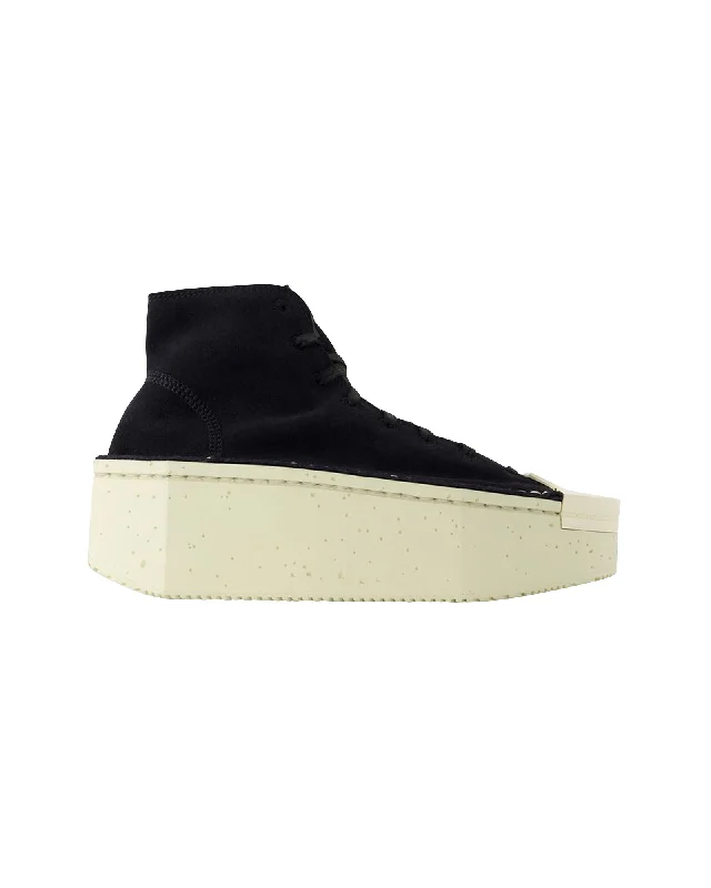 Women's Sneakers with Heel - Stabilizing Technology for Better Balance During RunningRenga Hi Sneakers - Y-3 - Leather - Black/White