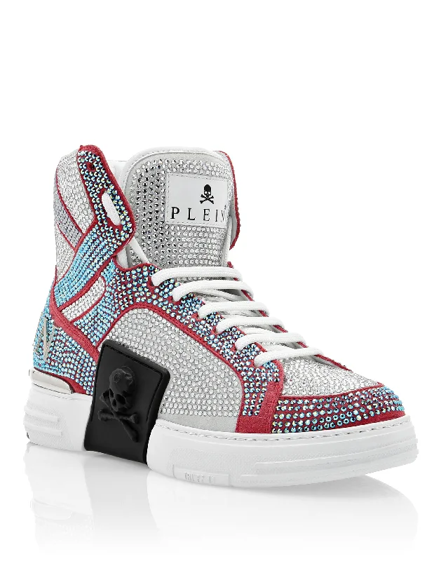 Sparkly Rhinestone - Embellished Women's Sneakers for a Glamorous and Eye - Catching LookSuede Money KICK$ Hi-Top Sneakers Crystal Sparkly Rhinestone - Embellished Women's Sneakers for a Glamorous and Eye - Catching LookSuede Money KICK$ Hi-Top Sneakers Crystal