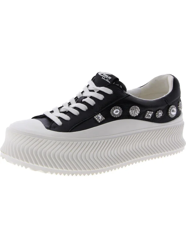 Women's Sneakers with Heel - Stabilizing Technology for Better Balance During RunningTaelyn Womens Leather Embellished Casual And Fashion Sneakers