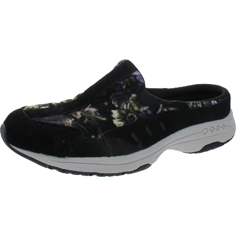 black floral/black suede