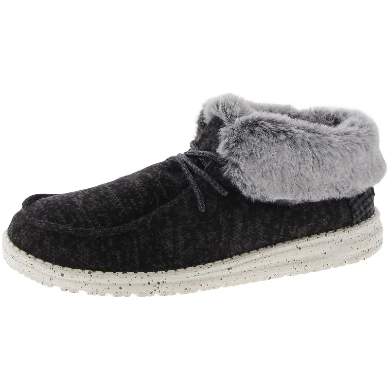 Slip - On Women's Canvas Sneakers in Navy for Easy and Effortless WearWendy Fold Womens Faux Fur Lined Slip On Casual and Fashion Sneakers