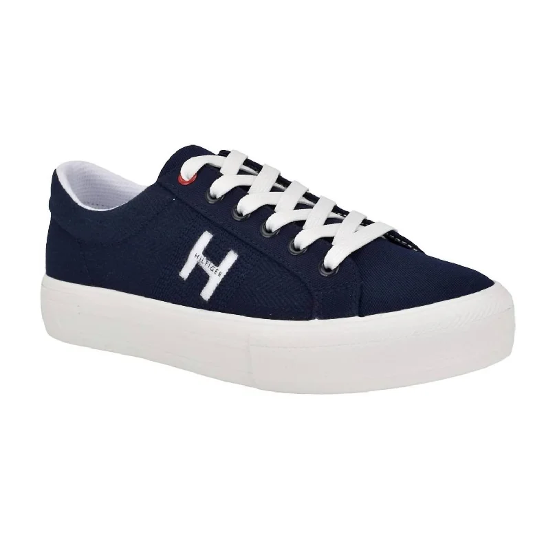 Chunky - Sole Women's Platform Sneakers in White for a Trendy Street Style LookWomen's Aconia Sneaker In Dark Blue Chunky - Sole Women's Platform Sneakers in White for a Trendy Street Style LookWomen's Aconia Sneaker In Dark Blue