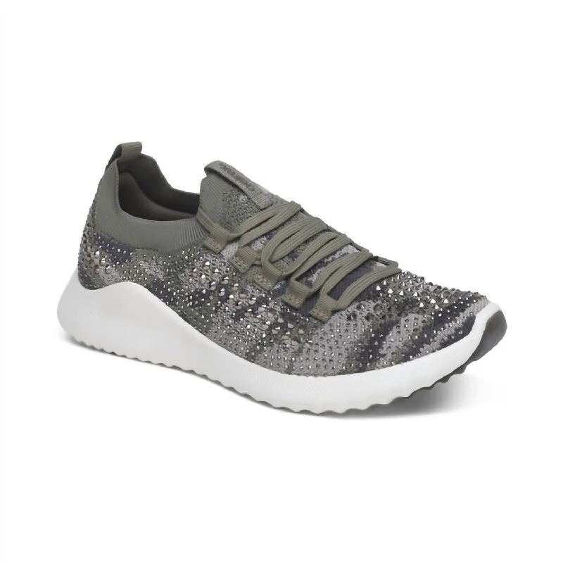 Low - Top Women's Tennis Sneakers in Bright Neon for a Pop of Color on the CourtWomen's Carly Sneaker In Sparkle Olive Low - Top Women's Tennis Sneakers in Bright Neon for a Pop of Color on the CourtWomen's Carly Sneaker In Sparkle Olive