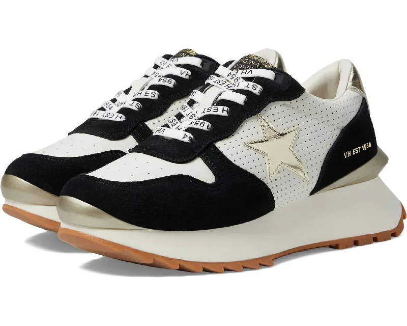 Women's Sneakers with Heel - Stabilizing Technology for Better Balance During RunningWomen's Major Sneakers In Black/white Perforation