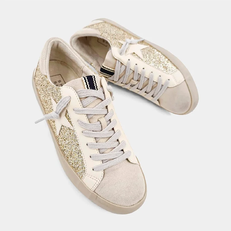Wide - Width Women's Sneakers for Comfortable Fit for Those with Wider FeetWomen's Paula Sneaker In Golden Glitter Wide - Width Women's Sneakers for Comfortable Fit for Those with Wider FeetWomen's Paula Sneaker In Golden Glitter
