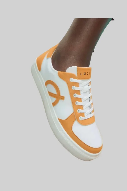 Low - Top Women's Tennis Sneakers in Bright Neon for a Pop of Color on the CourtWomen's Sneakers In White/orange Low - Top Women's Tennis Sneakers in Bright Neon for a Pop of Color on the CourtWomen's Sneakers In White/orange