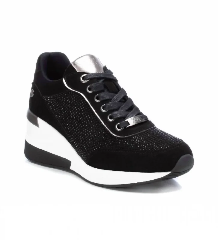 Women's Sneakers with Adjustable Straps for a Customized Fit During High - Impact ExercisesWomen's Suede Wedge Sneakers In Black Women's Sneakers with Adjustable Straps for a Customized Fit During High - Impact ExercisesWomen's Suede Wedge Sneakers In Black
