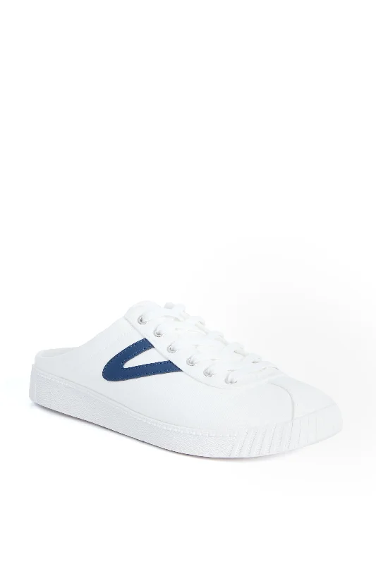 Lace - Up Women's Athletic Sneakers with Shock - Absorbing Midsoles for Intense WorkoutsWomen's White and Navy Easy Nylite Canvas Sneakers